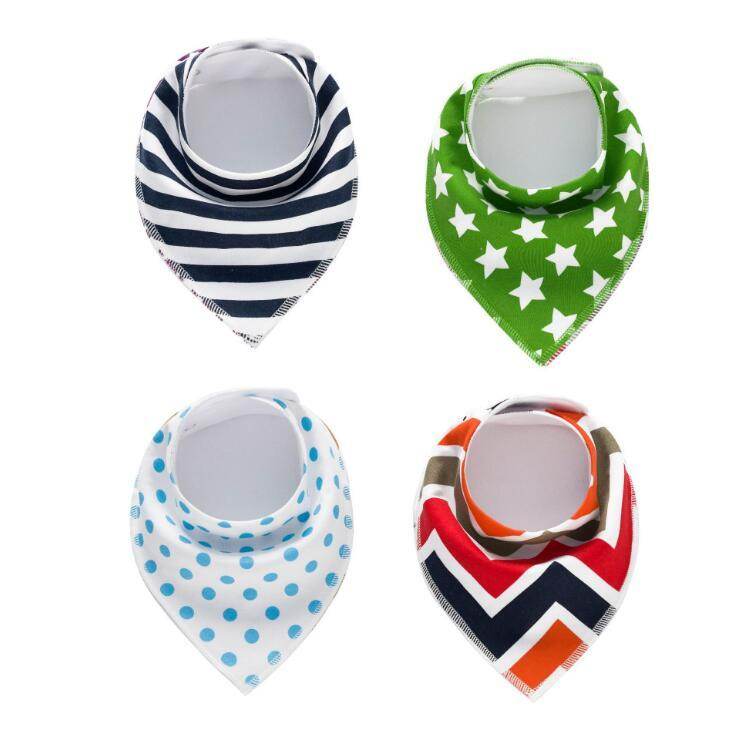 4pcs Lot Bibs Burp Cloth Print Arrow Wave Triangle Baby Bibs Cotton Bandana Accessories - Mubimart