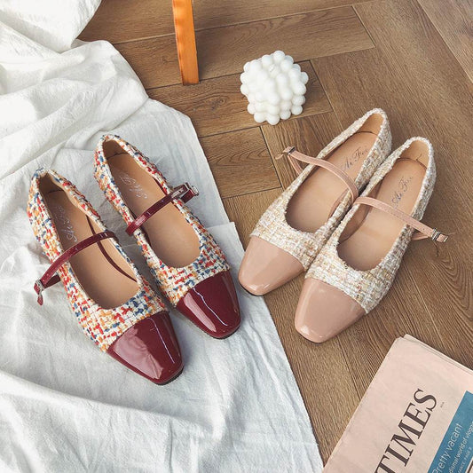 Shallow mouth vintage Mary Jane shoes - Mubimart