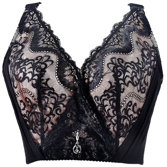 Thin Plus Size Bra Big Chest Small Lace Full Cup Bra - Mubimart