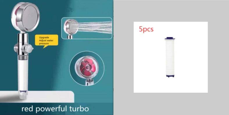 Shower Head Water Saving Flow 360 Degrees Rotating With Small Fan ABS Rain High Pressure Spray Nozzle Bathroom Accessories - Mubimart