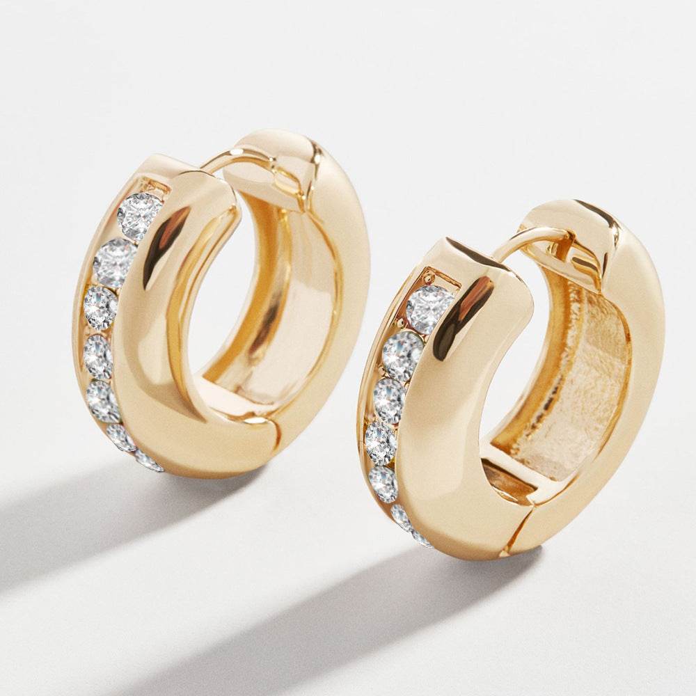 Diamond single hoop earrings - Mubimart