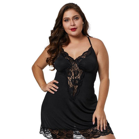 European And American Large Size Lace Transparent Short Skirt Sexy Lingerie - Mubimart