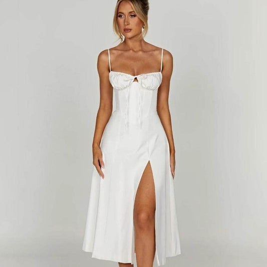 Corset High Waist Slim Fit Slimming Spaghetti Straps Dress - Mubimart