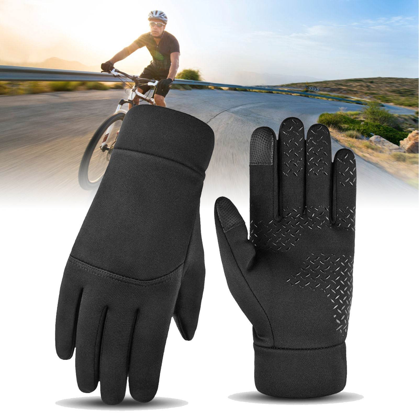 Winter Men Gloves Touch Screen Windproof Waterproof Brushed Gloves For Outdoor Sports Activities Skiing Black L - Mubimart