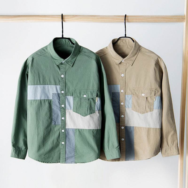 Shirt Men's Cotton Casual Workwear Shirt Jacket Men - Mubimart