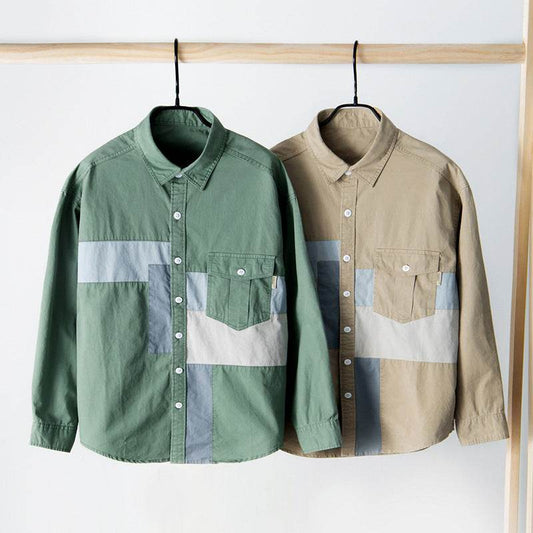 Shirt Men's Cotton Casual Workwear Shirt Jacket Men - Mubimart