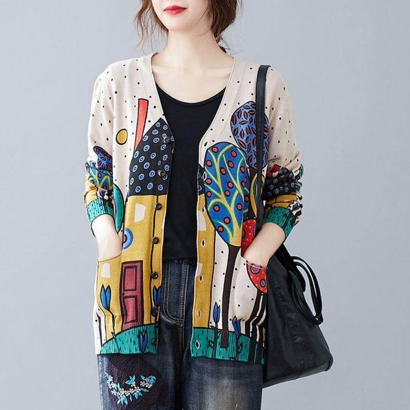 Retro Literary Plus Size Women's Wool Cardigan Coat - Mubimart