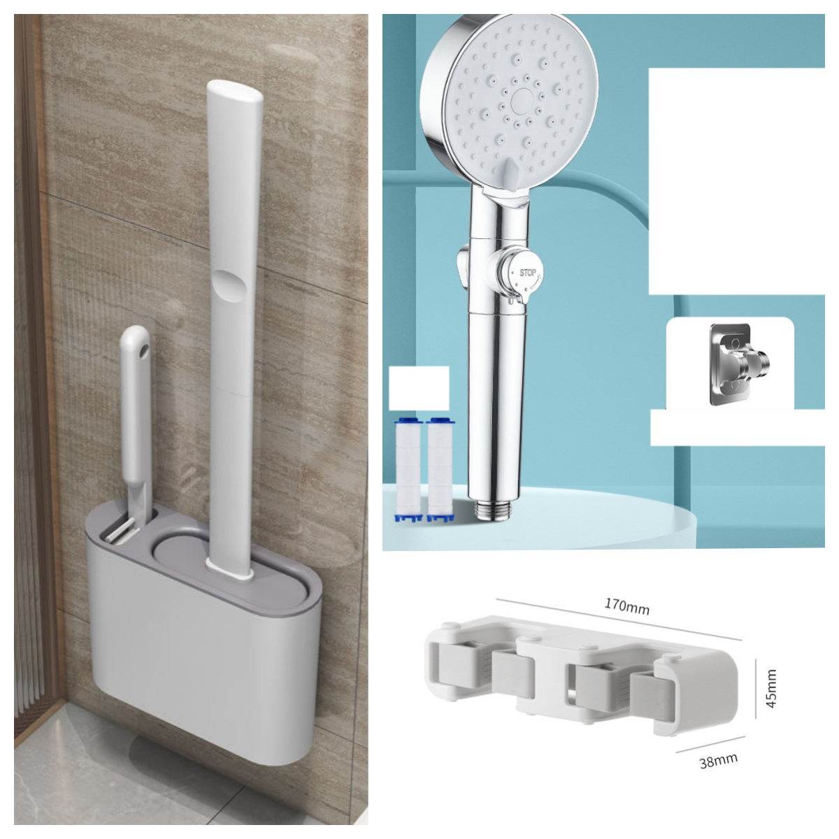 Shower Nozzle Booster Pressurized Set Bath Shower Shower Head - Mubimart