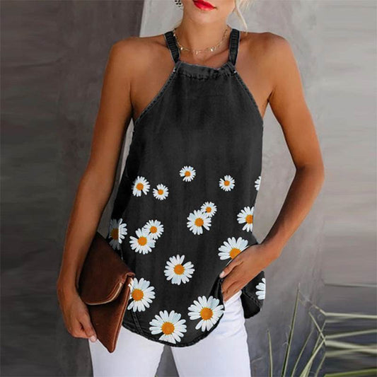 Printed denim camisole - Mubimart