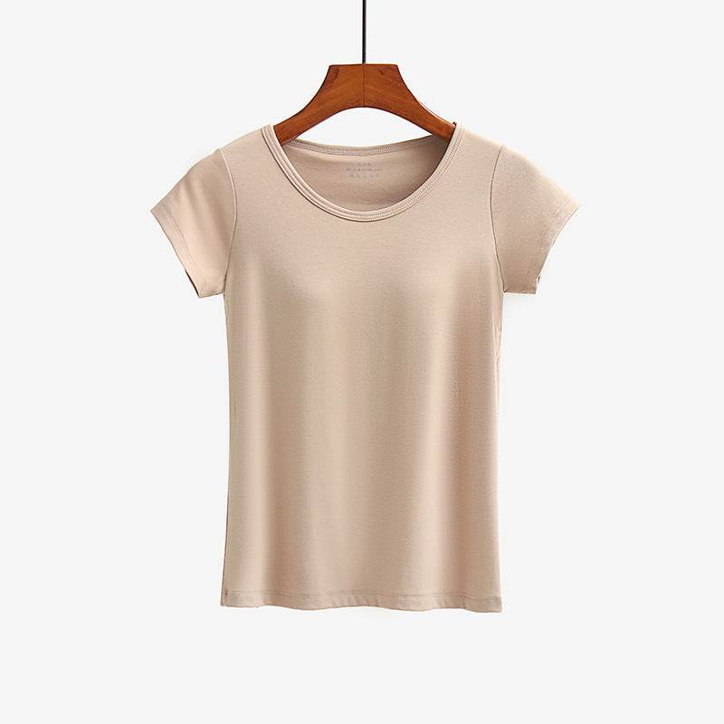 Short-sleeved T-shirt With Chest Pad Bra Home Wear - Mubimart