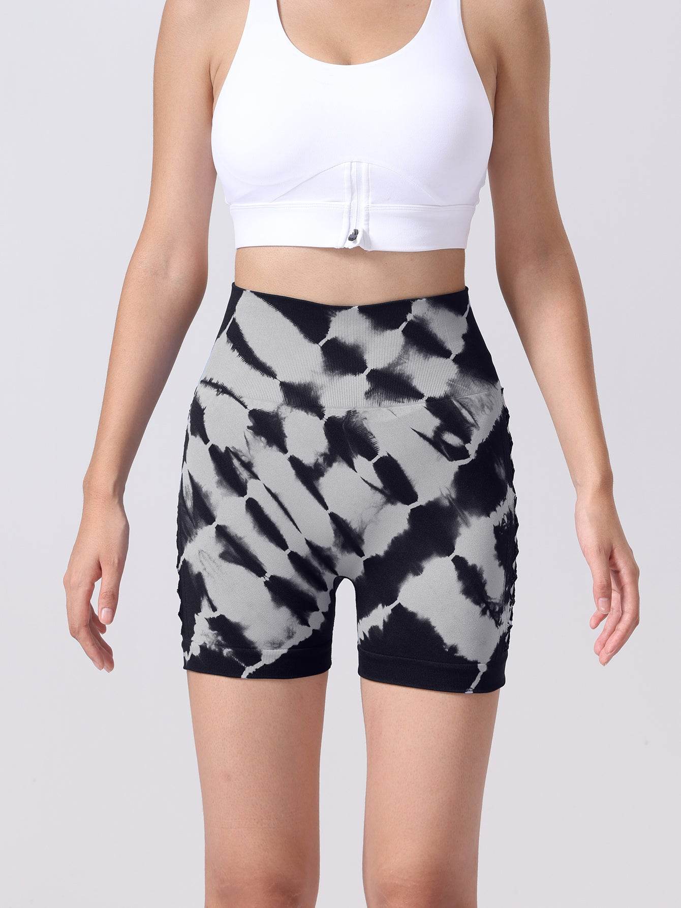 Women's Tie-dye Side Bow Hollow High Waist Hip Lifting Sports Fitness Yoga Shorts, Shorts For Women High Waist Tie Dye Workout Yoga Gym Scrunch Butt Lifting Cycling Biker Shorts - Mubimart