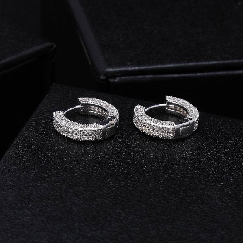 Hoop earrings full of zircon earrings - Mubimart