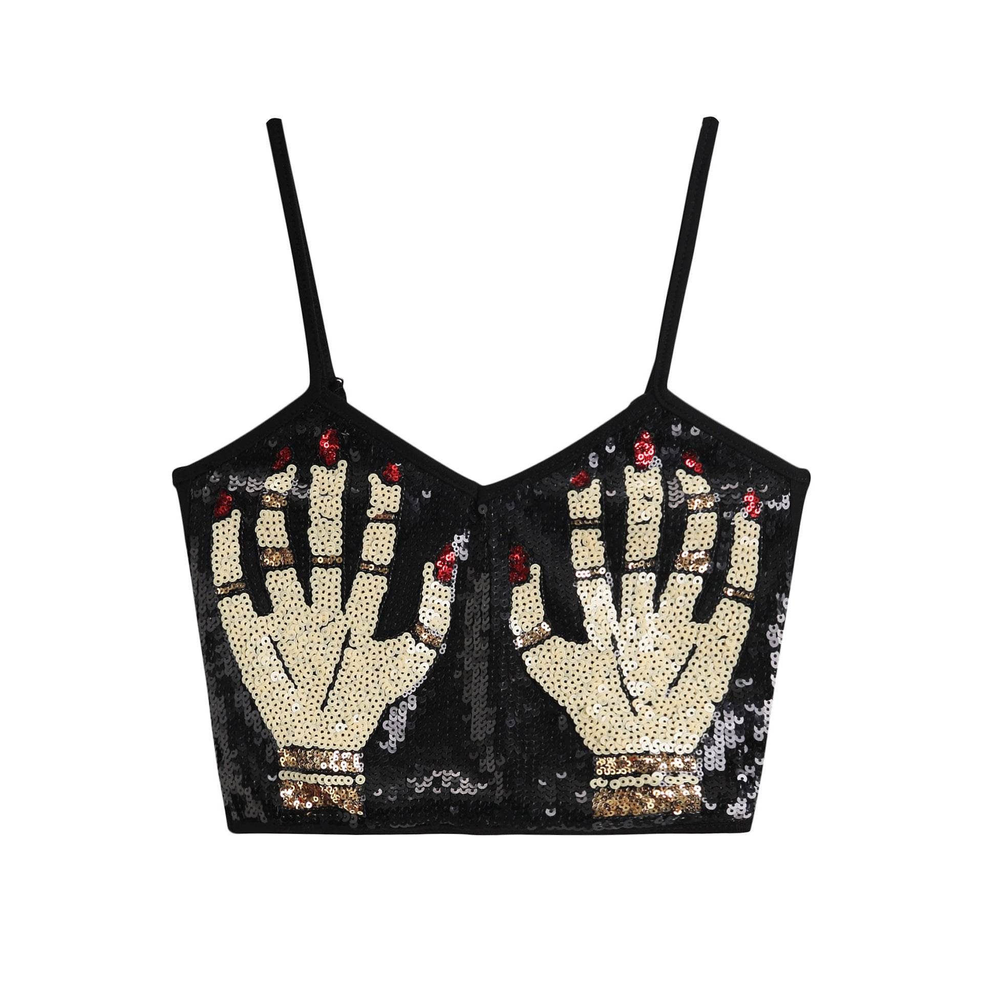 Women's Short Top Fashionable Sequins Camisole - Mubimart