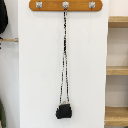 Textured Rhombus Chain Shoulder Crossbody Earphone Bag