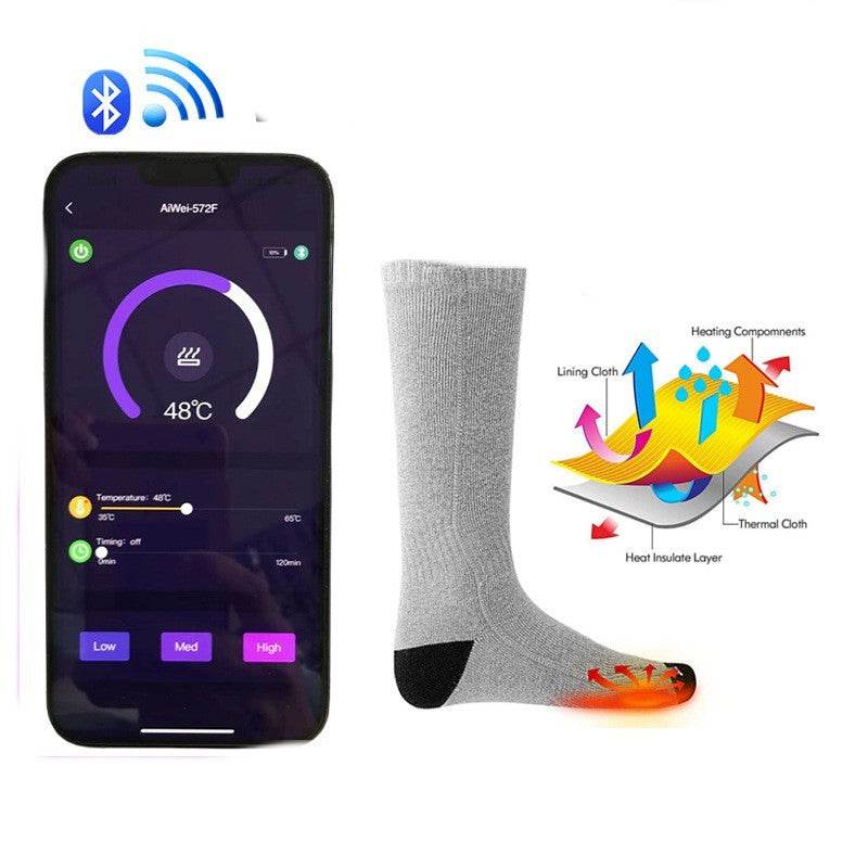 Mobile APP Control Winter Heating Athletic Socks - Mubimart