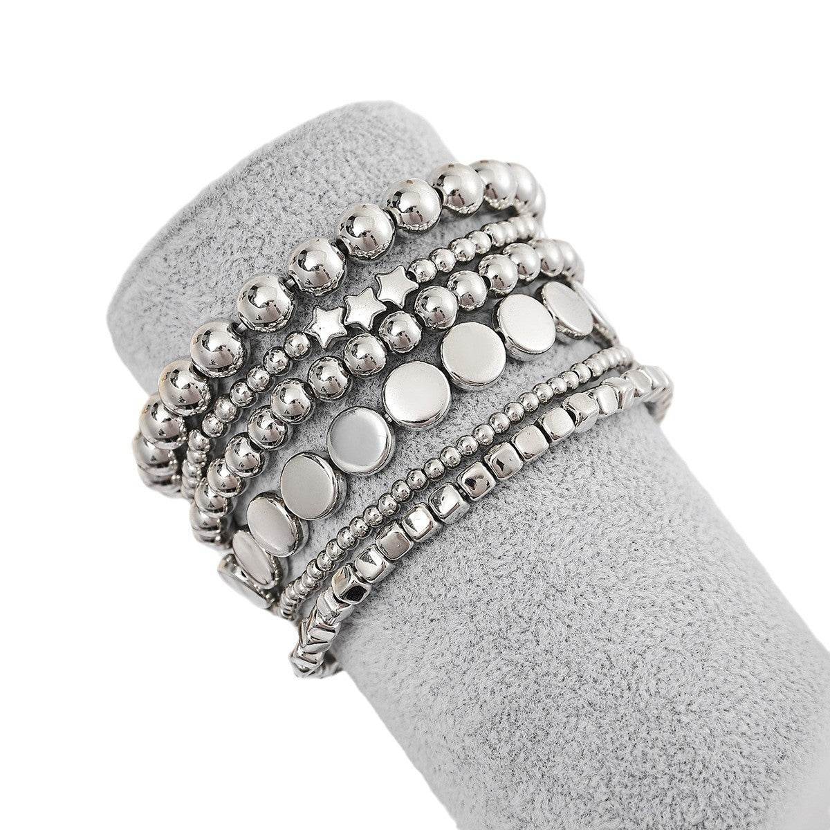 Geometric Handmade Beaded Alloy Bracelet For Women - Mubimart