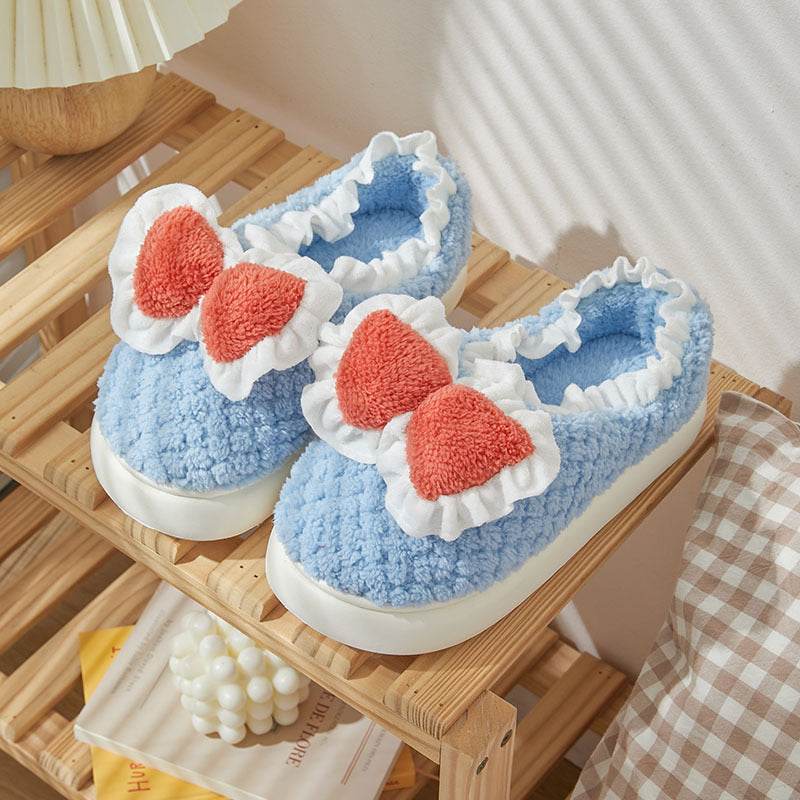 Cute Bow Cotton Slippers For Women - Mubimart
