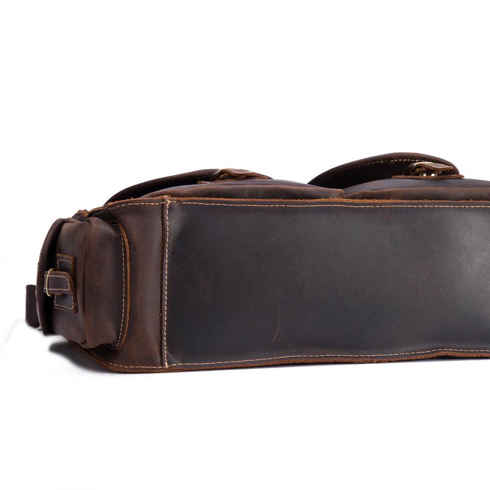 Leather men's retro portable briefcase - Mubimart