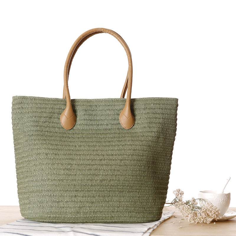 Round Straw Bags Women Summer Rattan Bag Handmade Woven Beach Cross Body Bag - Mubimart