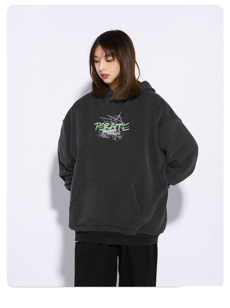 Street Loose Mens And Womens Street Wash Old Sweater - Mubimart