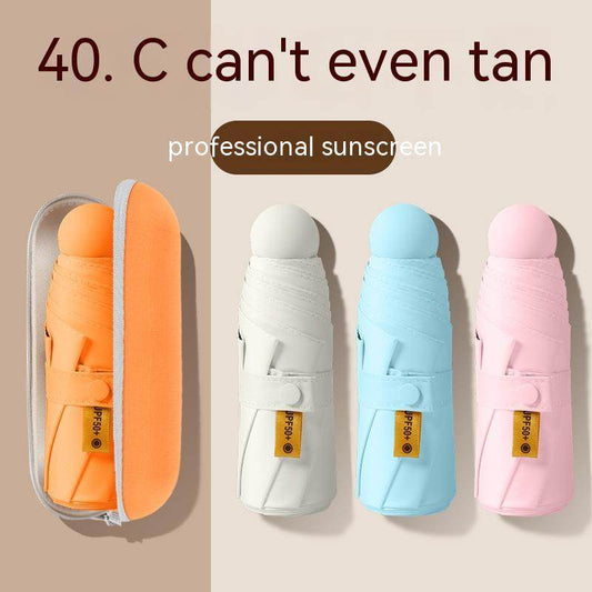 Mini Five-fold Umbrella Capsules Sun Umbrella Sun Protection UV Protection - Mubimart