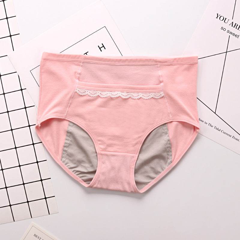 Lady Lace Traceless Briefs Physiological Panties Plus Size Leakproof Belt Pocket Menstrual Panties - Mubimart