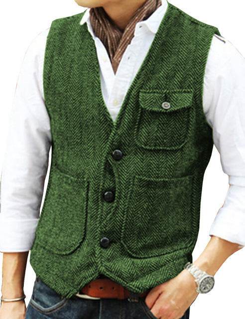 Herringbone Men's Suit Vest Vest - Mubimart