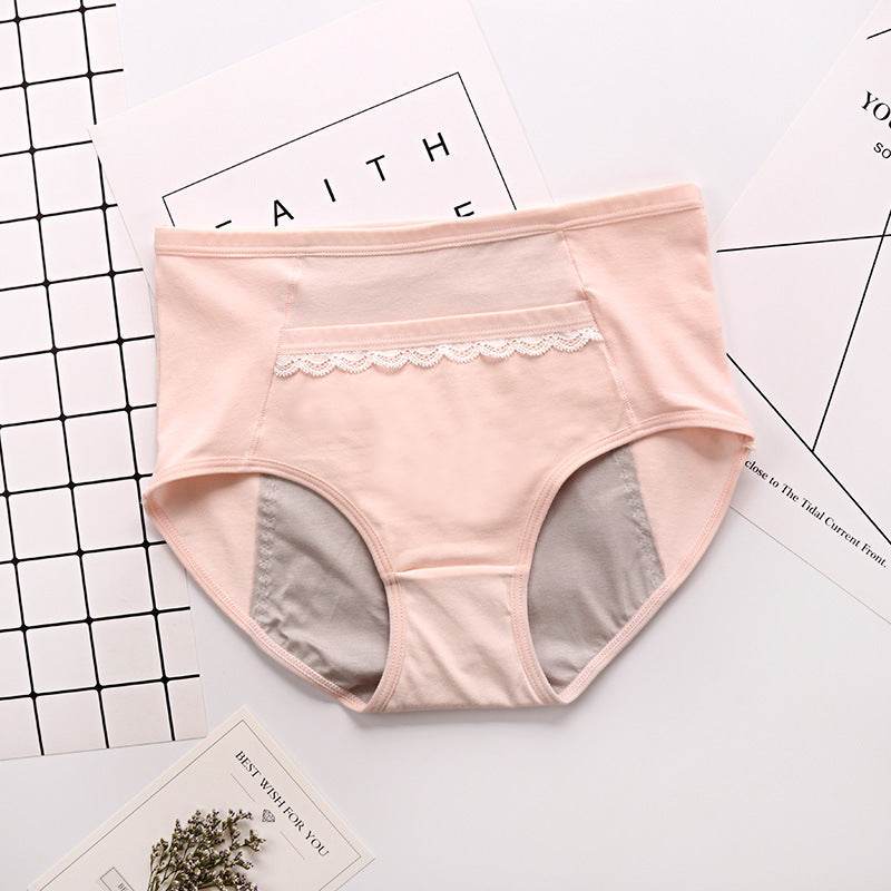 Lady Lace Traceless Briefs Physiological Panties Plus Size Leakproof Belt Pocket Menstrual Panties - Mubimart