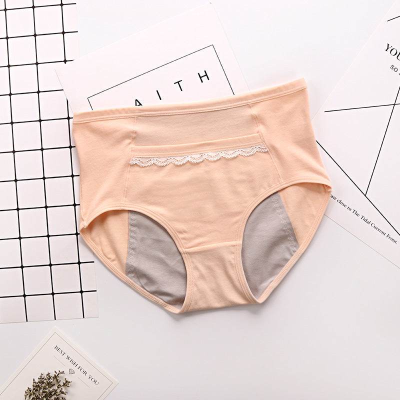 Lady Lace Traceless Briefs Physiological Panties Plus Size Leakproof Belt Pocket Menstrual Panties - Mubimart