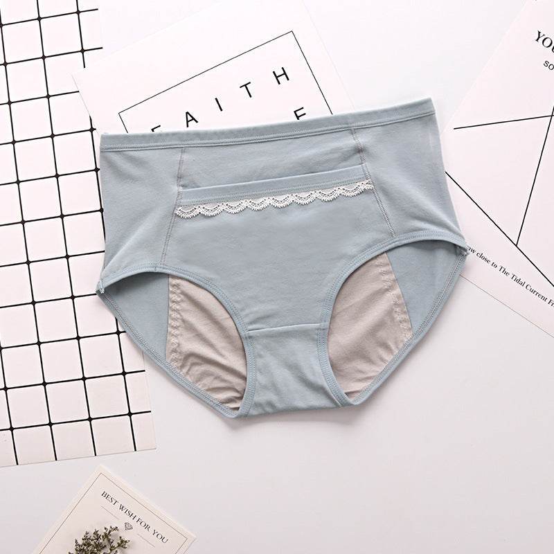 Lady Lace Traceless Briefs Physiological Panties Plus Size Leakproof Belt Pocket Menstrual Panties - Mubimart