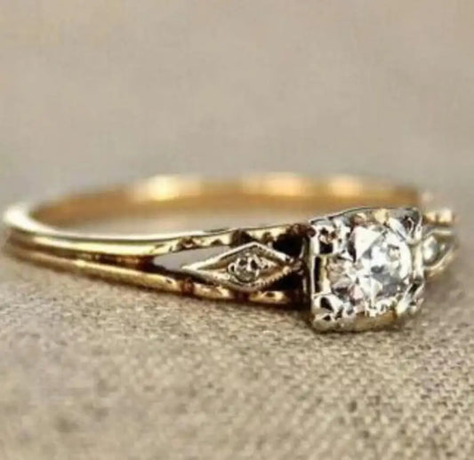 Girls Golden Ring Square Four Claws