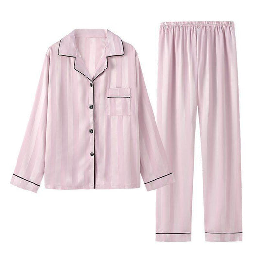 Striped Luxury New Plus Size Silk Loungewear - Mubimart