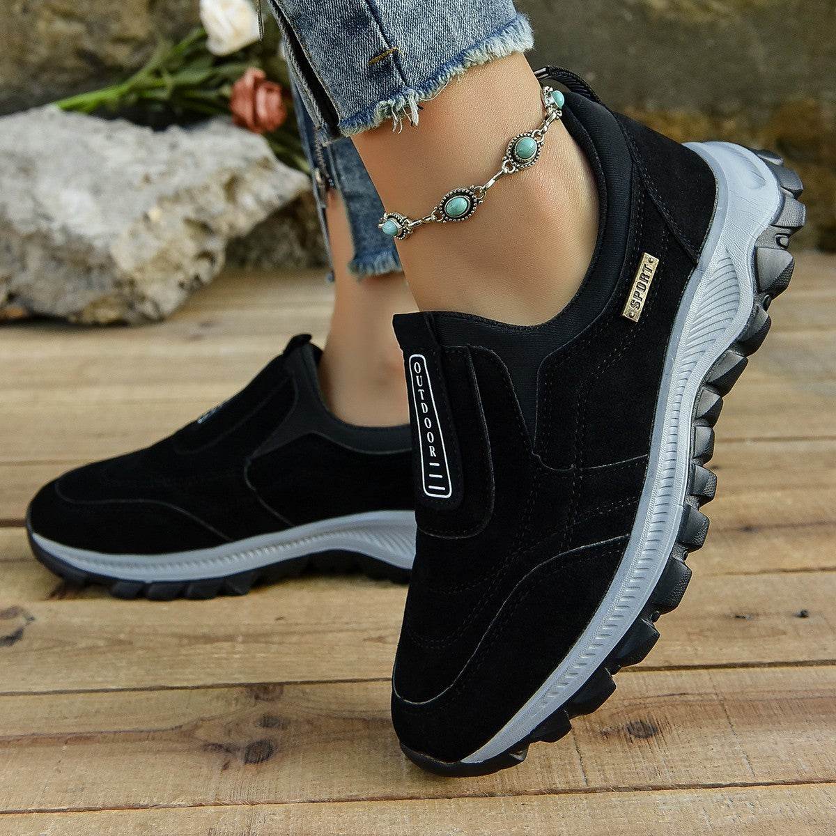 Outdoor Slip-on Sports Shoes Comfortable Walking Running Sneakers Women - Mubimart