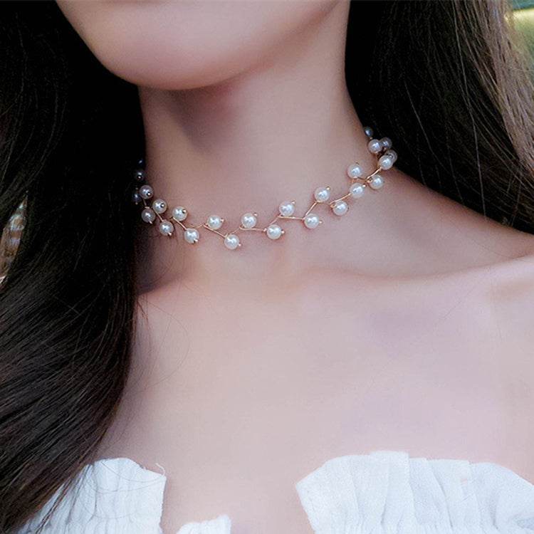 New Charm Simulated Pearl Beads Choker Necklace For Women - Mubimart