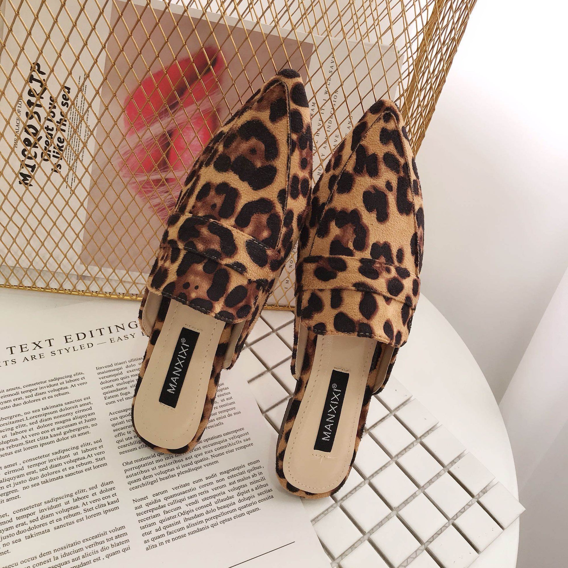 Pointed-toe baotou mules shoes cool half drag - Mubimart