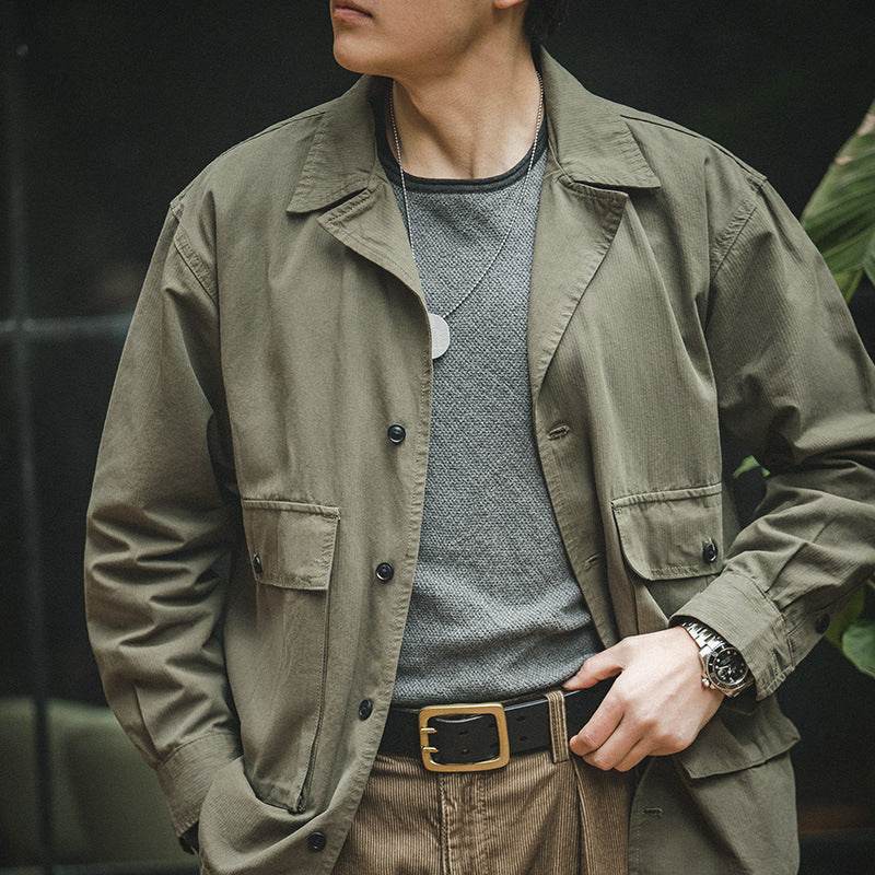 Spring And Autumn Vintage Outer Wear Shirt Jacket Jacket Men - Mubimart