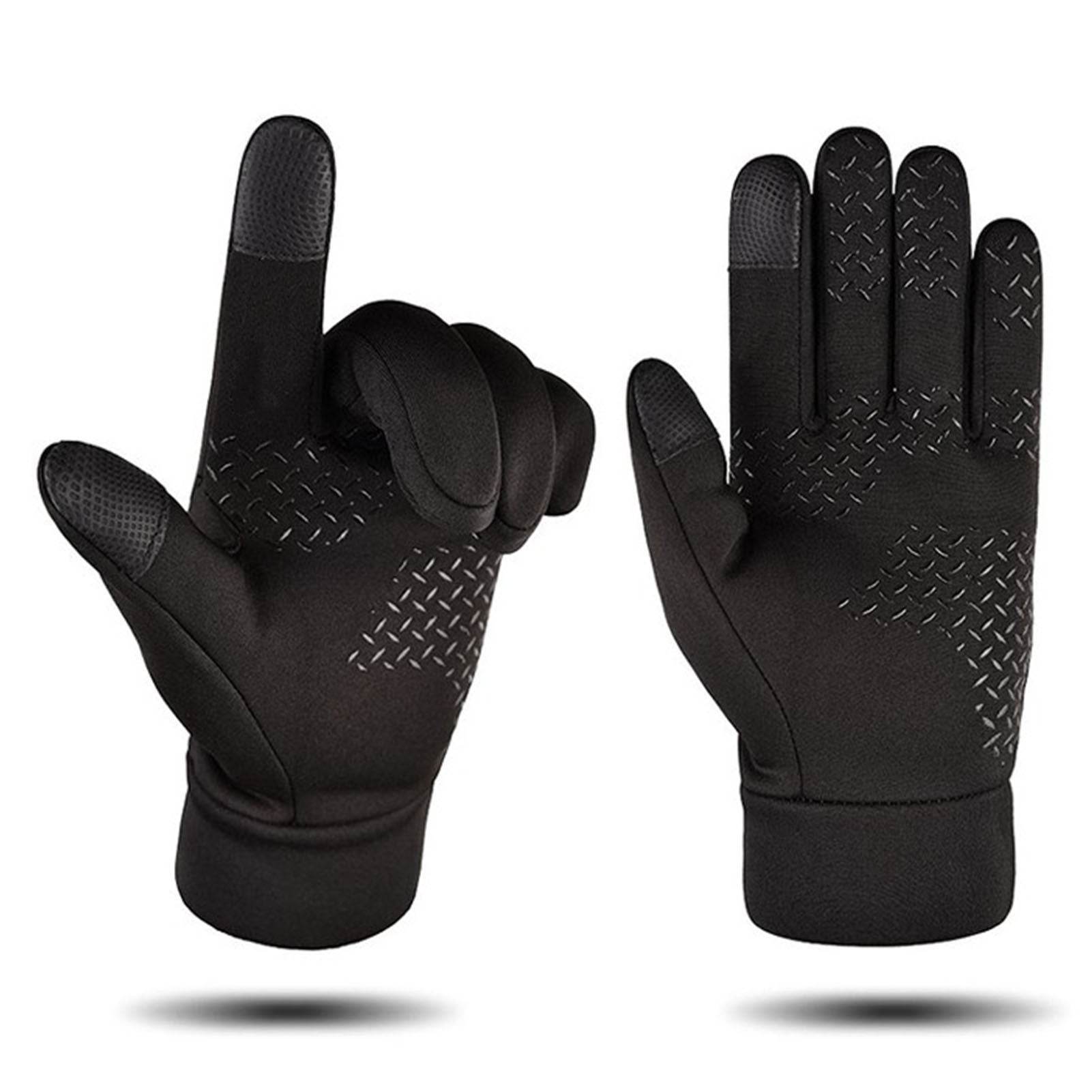 Winter Men Gloves Touch Screen Windproof Waterproof Brushed Gloves For Outdoor Sports Activities Skiing Black L - Mubimart