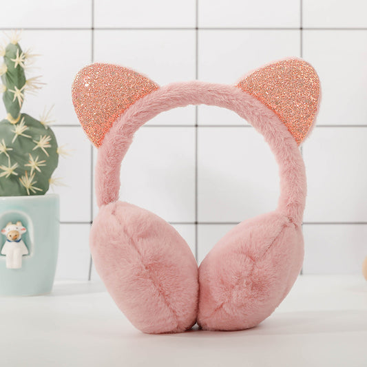 Sequined Cat Ears Plush Children's Warm Earmuffs