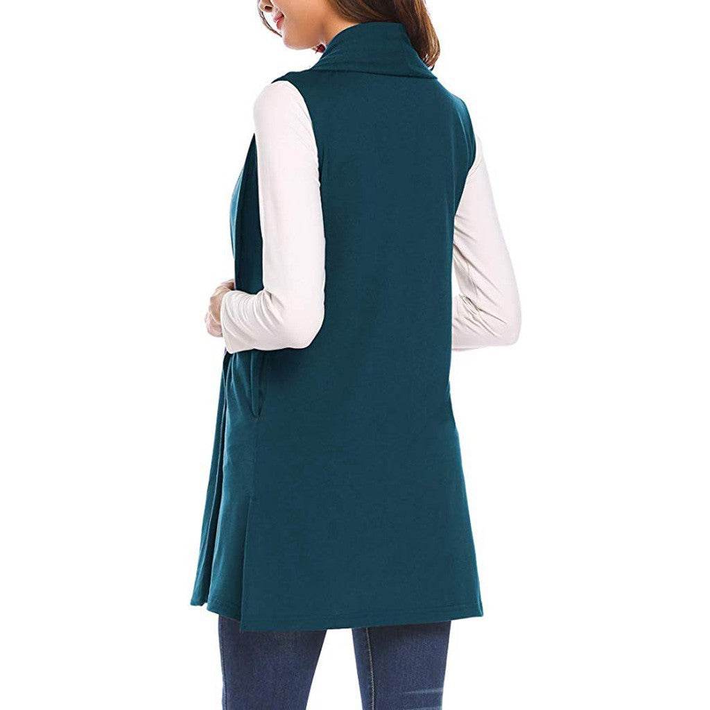 Sleeveless Shawl Vest Vest Plus Size Top - Mubimart