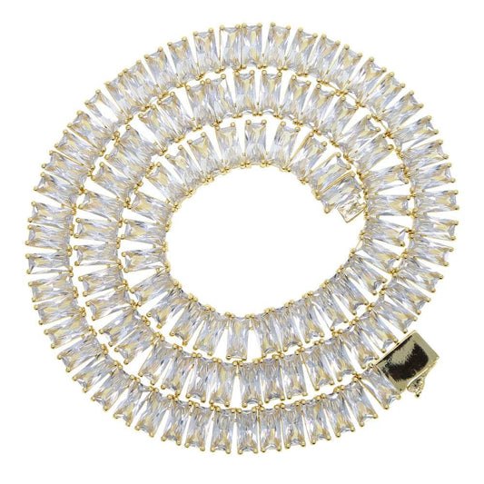Mens Fashion Simple Rectangular Zirconia Hip Hop Necklace - Mubimart
