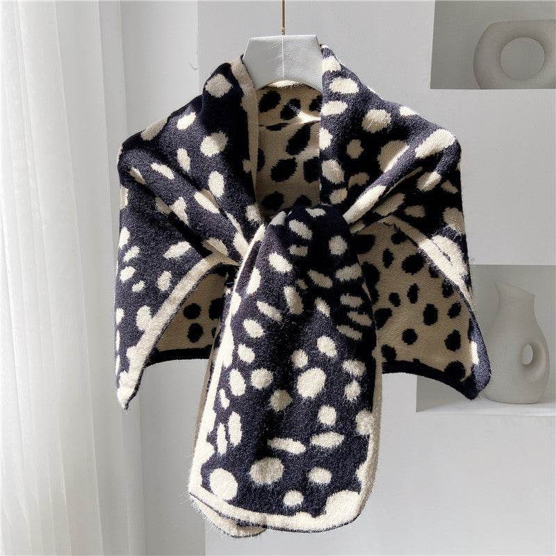 Knotted Shoulders With Contrasting Color Small Shawls - Mubimart