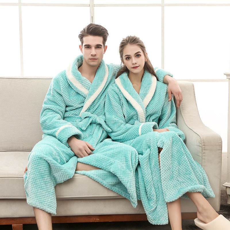 Women Pajamas Couple Gown Bathrobe Winter Robe - Mubimart