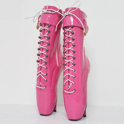 18cm Ballet Stiletto Heels Lace-up Ankle Boots Large Size - Mubimart