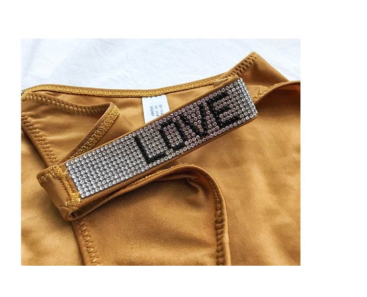 Rhinestone European And American Fitness Sports Hip Lifting Briefs Low Waist Comfort Fashion Hip Underwear For Women - Mubimart