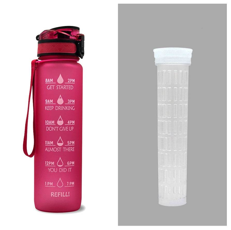 1L Tritan Water Bottle With Time Marker Bounce Cover Motivational Water Bottle Cycling Leakproof Cup For Sports Fitness Bottles - Mubimart