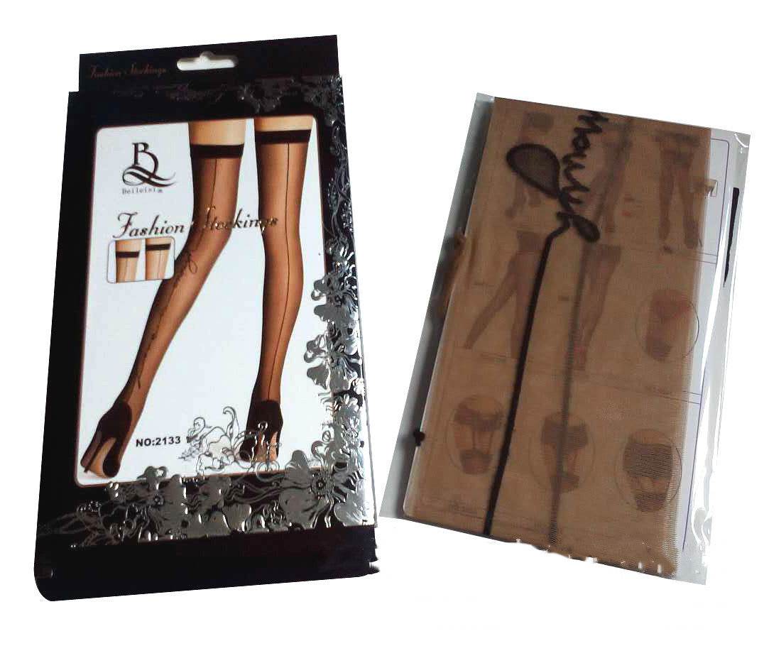 Knee High Socks New Jacquard Letter Back Vertical Line Stockings - Mubimart