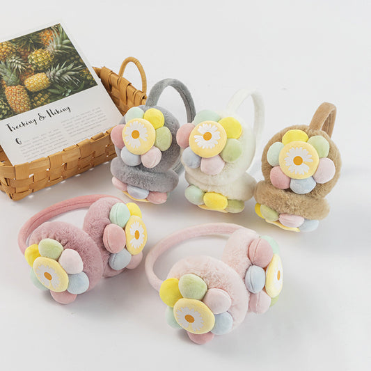 New Children's Plush Earmuffs Cute Sunflower Warm