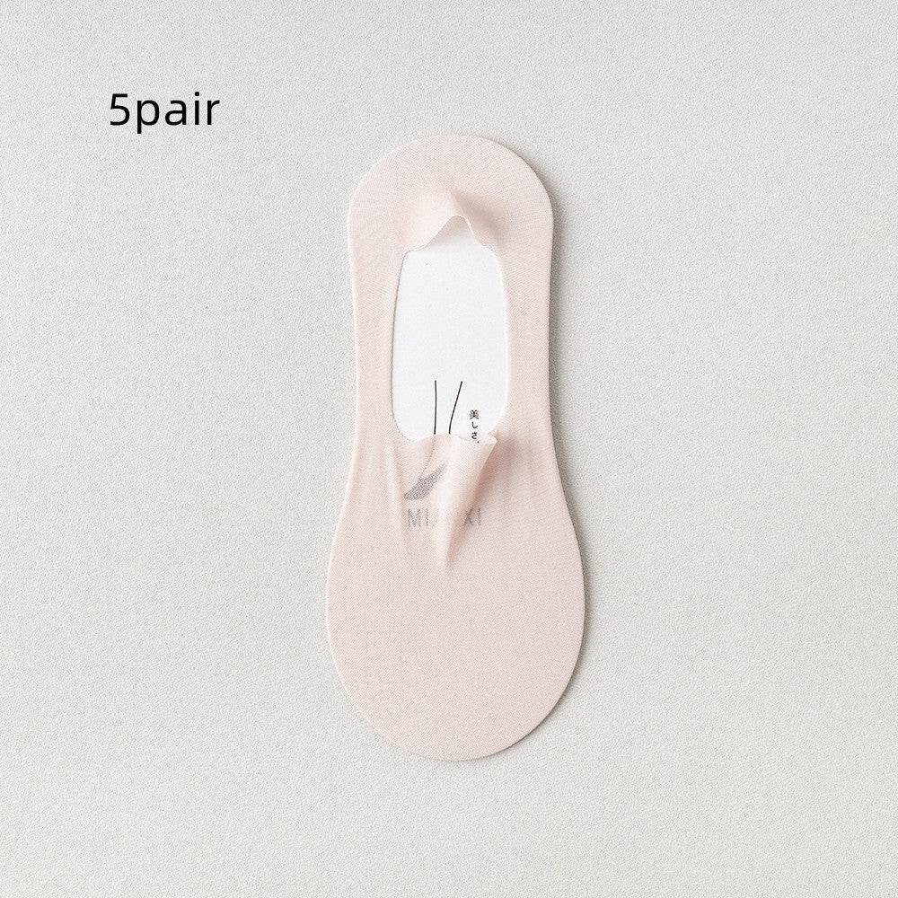 Women's Mesh Boat Socks Summer Thin Cotton Bottom Non-slip Tight Ice Silk Arbitrary Cut Women's Low Cut Invisible Socks - Mubimart