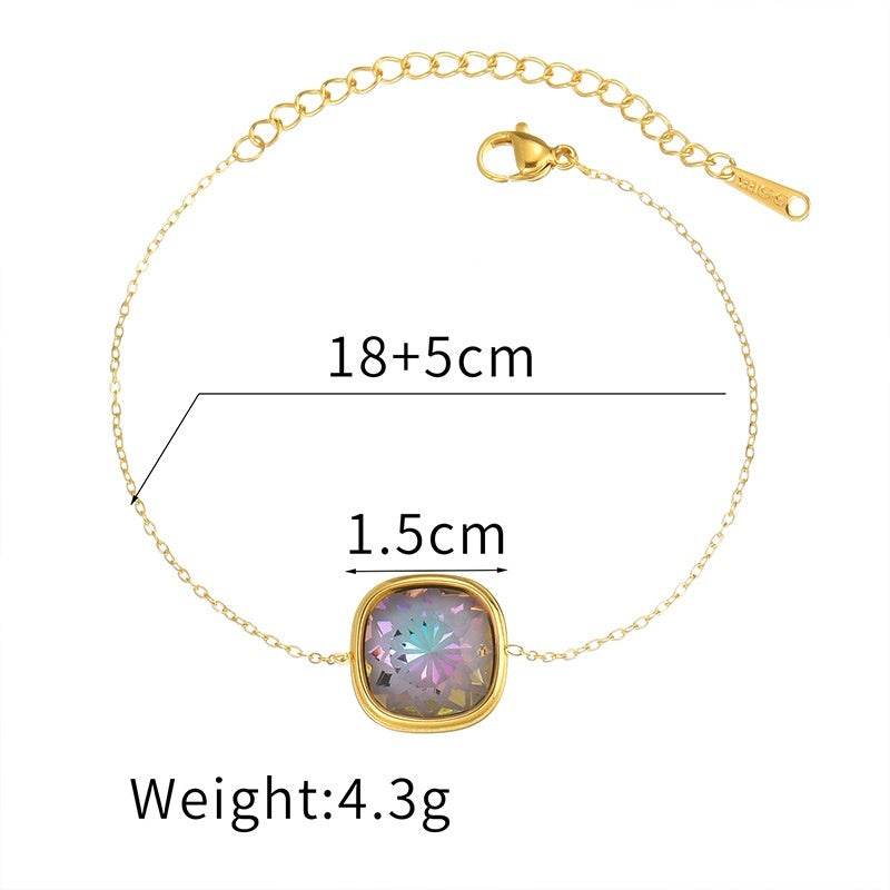 Female Stainless Steel Colored Gemstone Bracelet - Mubimart