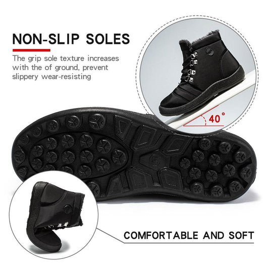 Hiking Shoes Warm Women's Snow Boots Lace-up Waterproof - Mubimart